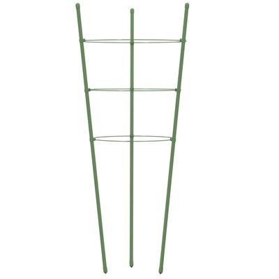 vidaXL Suportes p/ plantas de jardim c/ 3 anéis 5 pcs 60 cm aço verde