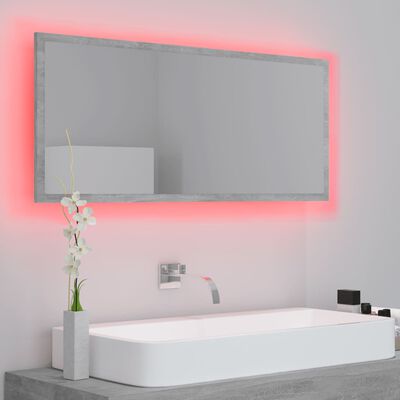 vidaXL Espelho casa de banho c/LED 100x8,5x37cm acrílico cinza cimento