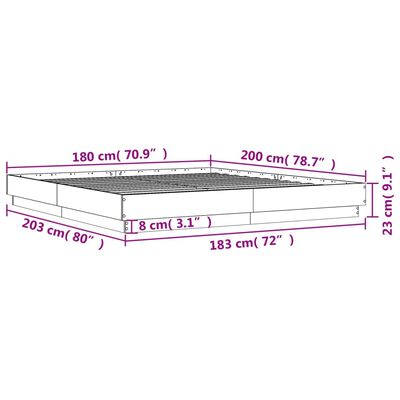 vidaXL Estrutura de cama 180x200cm derivados madeira carvalho castanho