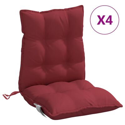 vidaXL Almofadões cadeira encosto baixo 4 pcs oxford vermelho-tinto