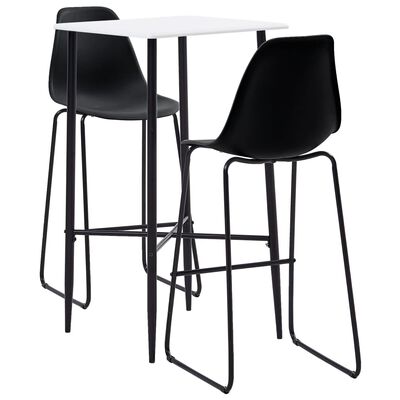 vidaXL 3 pcs conjunto de bar plástico preto