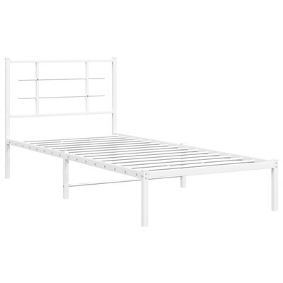 vidaXL Estrutura de cama com cabeceira 90x190 cm metal branco