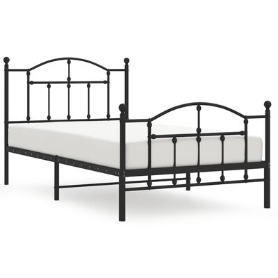 vidaXL Estrutura de cama com cabeceira e pés 100x190 cm metal preto