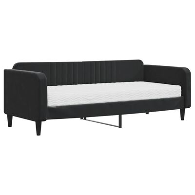 vidaXL Sofá-cama com colchão 90x200 cm veludo preto