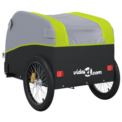 vidaXL Reboque para bicicleta 45 kg ferro preto e verde