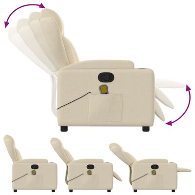 vidaXL Poltrona de massagens reclinável tecido cor creme