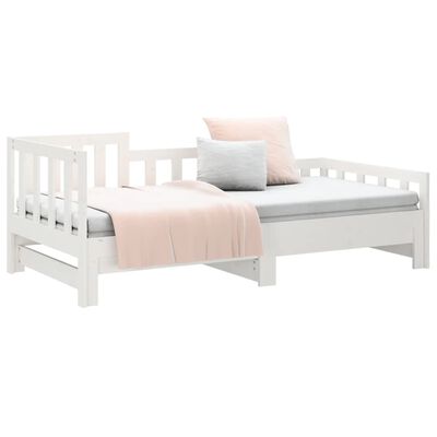 vidaXL Estrutura sofá-cama de puxar 2x(90x190) cm pinho maciço branco