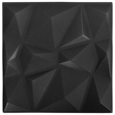 vidaXL Painéis de parede 3D 48 pcs 50x50 cm 12 m² preto diamante