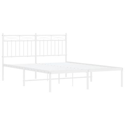 vidaXL Estrutura de cama com cabeceira 135x190 cm metal branco