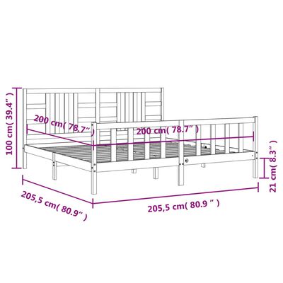 vidaXL Estrutura de cama com cabeceira 200x200cm madeira maciça branco