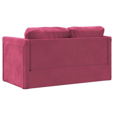 vidaXL Sofá-cama sem pés 122x204x55 cm veludo vermelho tinto