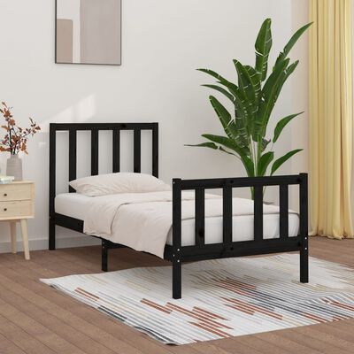 vidaXL Estrutura de cama 100x200 cm madeira maciça preto