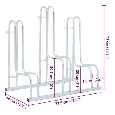 vidaXL Suporte independente para 3 bicicletas aço galvanizado