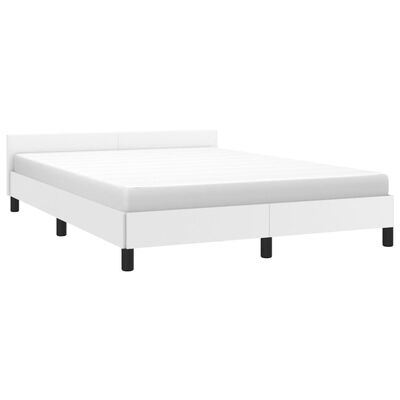 vidaXL Estrutura cama c/ cabeceira couro artificial 140x190 cm branco