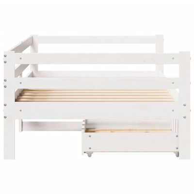 vidaXL Sofá-cama c/ gavetas 90x200cm madeira de pinho maciça branco