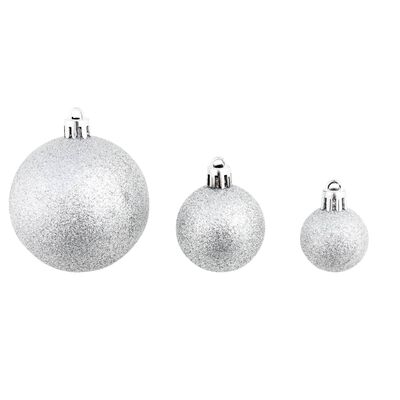 vidaXL Conjunto de bolas de natal 100 pcs 3/4/6 cm prateado