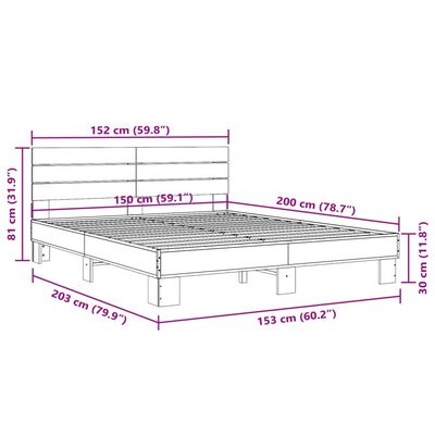 vidaXL Estrutura de cama 150x200 cm derivados madeira/metal