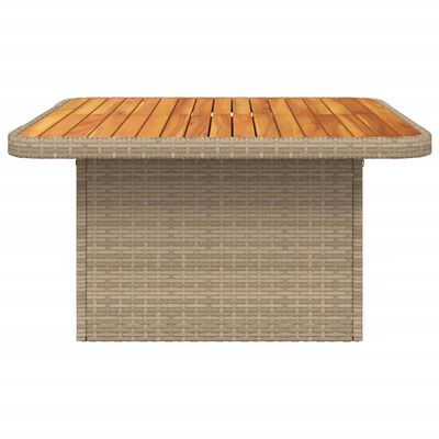 vidaXL Mesa de jardim 80x80x71 cm vime PE e madeira de acácia bege