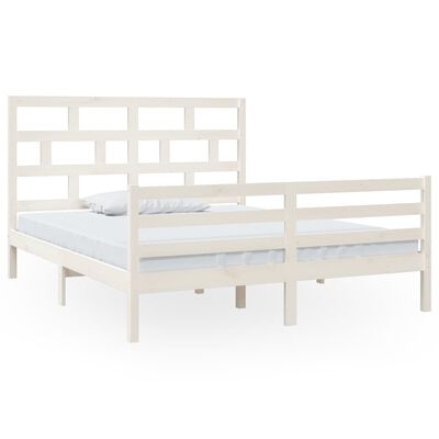 vidaXL Estrutura de cama 160x200 cm madeira de pinho maciça branco