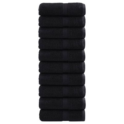 vidaXL Toalhas de mãos premium SOLUND 10 pcs 30x30 cm 600 g/m2 preto