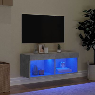 vidaXL Móvel de TV com luzes LED 80x30x30 cm cinzento cimento