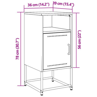 vidaXL Mesa de cabeceira 36x39x78 cm aço rosa