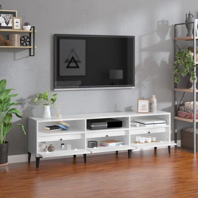 vidaXL Móvel p/ TV 150x30x44,5 cm derivados madeira branco brilhante