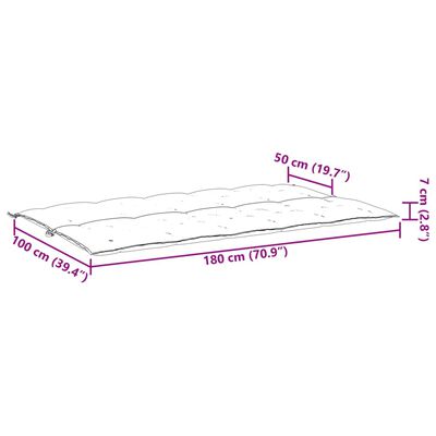 vidaXL Almofadão banco jardim 180x(50+50)x7cm tecido oxford antracite