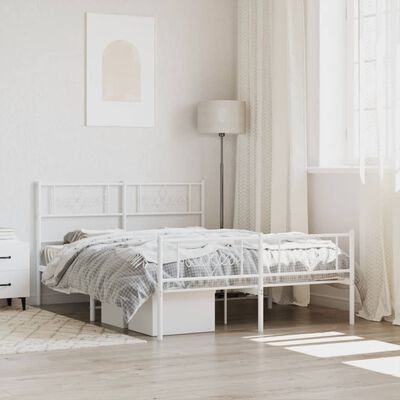 vidaXL Estrutura de cama com cabeceira e pés 150x200 cm metal branco