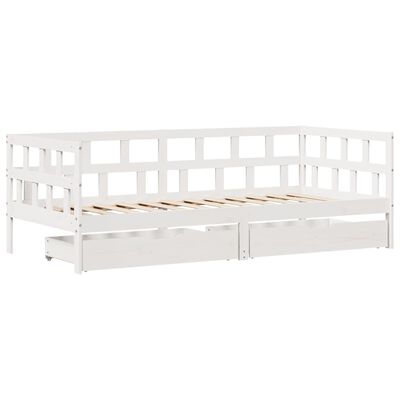 vidaXL Sofá-cama c/ gavetas 90x200cm madeira de pinho maciça branco