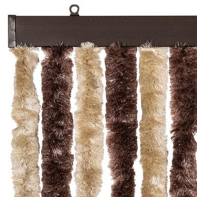 vidaXL Cortina anti-insetos 90x220 cm chenille bege e castanho claro