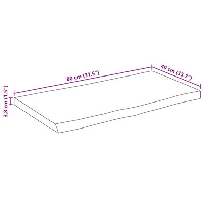 vidaXL Tampo de mesa c/ borda viva 80x40x3,8 cm mangueira maciça