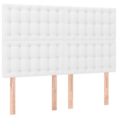 vidaXL Cama box spring c/colchão/LED 140x200cm couro artificial branco