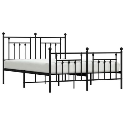 vidaXL Estrutura de cama com cabeceira e pés 140x190 cm metal preto