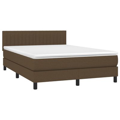 vidaXL Cama box spring c/ colchão/LED 140x190cm tecido castanho-escuro