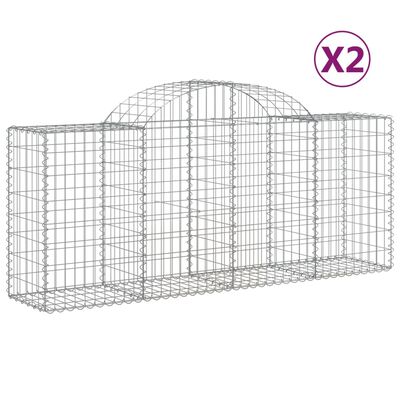 vidaXL Cestos gabião arqueados 2 pcs 200x50x80/100cm ferro galvanizado