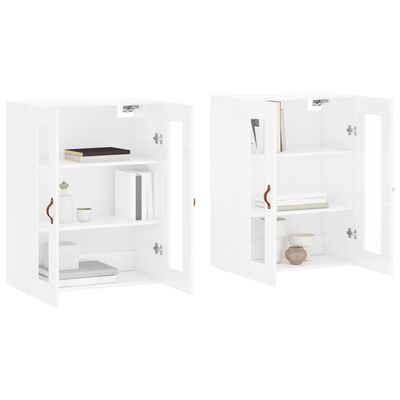 vidaXL Móveis de parede 2 pcs derivados de madeira branco brilhante