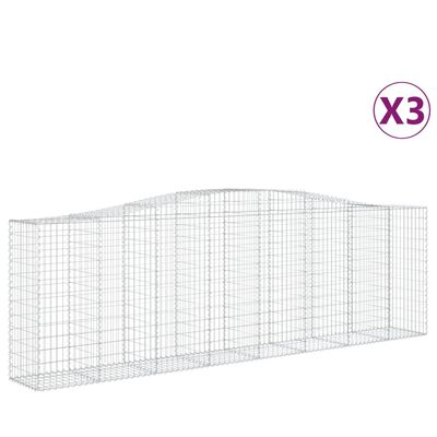 vidaXL Cestos gabião arqueados 3pcs 400x50x120/140cm ferro galvanizado