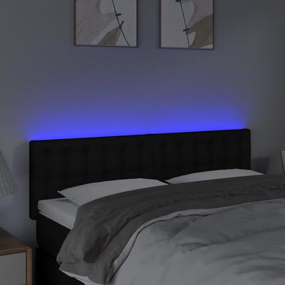 vidaXL Cabeceira de cama c/ luzes LED tecido 144x5x78/88 cm preto