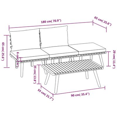 vidaXL 4 pcs conj. lounge jardim c/ almofadões madeira acácia maciça