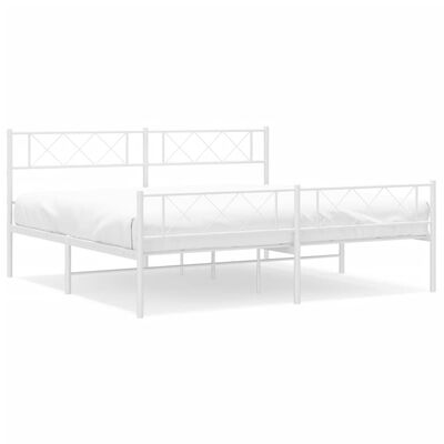 vidaXL Estrutura de cama com cabeceira e pés 183x213 cm metal branco