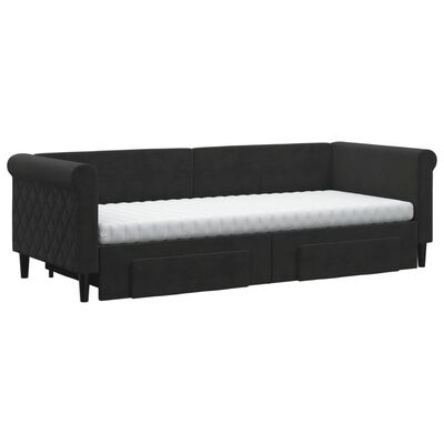 vidaXL Sofá-cama com gavetão e gavetas 80x200 cm veludo preto