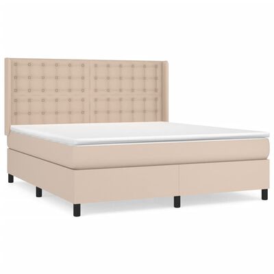 vidaXL Cama com molas/colchão 180x200 cm couro artificial cappuccino