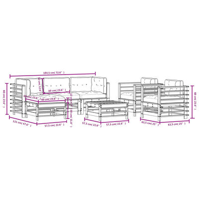 vidaXL 7 pcs conjunto lounge de jardim com almofadões douglas maciça