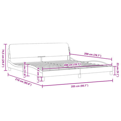 vidaXL Estrutura de cama c/ cabeceira couro artificial branco e preto