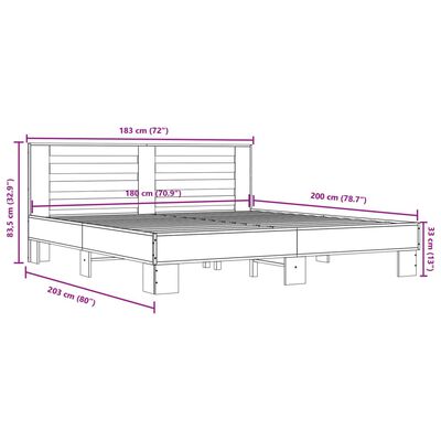 vidaXL Estrutura de cama 180x200 cm derivados madeira/metal