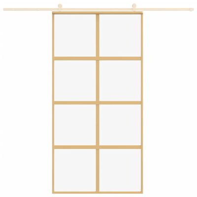 vidaXL Porta deslizante 102,5x205 cm vidro ESG/alumínio dourado