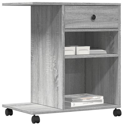 vidaXL Suporte para impressora com rodas 60x40x68,5 cm cinzento sonoma