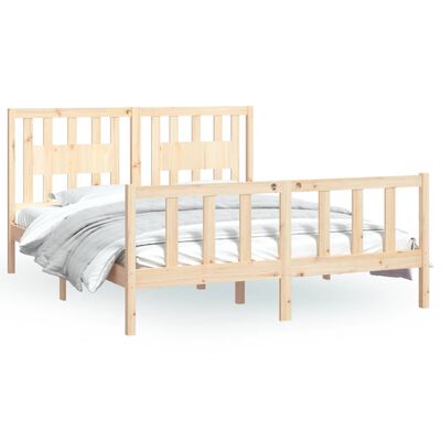 vidaXL Estrutura de cama casal com cabeceira 150x200 cm pinho maciço