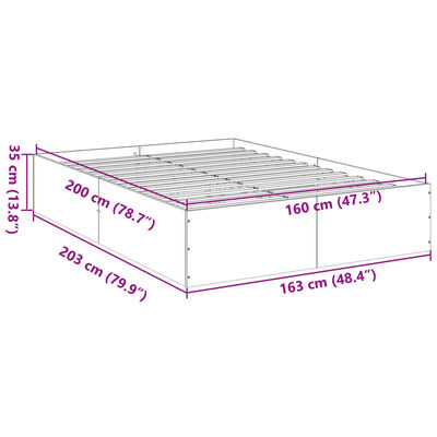 vidaXL Estrutura de cama 160x200 cm derivados de madeira cinza sonoma